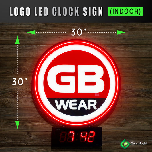 LED Clock Logo Sign 30 inch